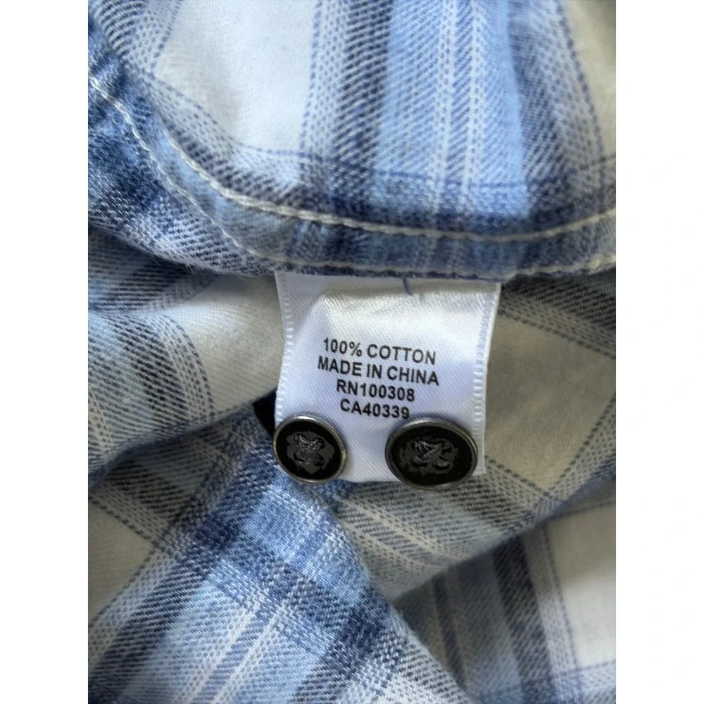 Peter Millar Mens Blue Plaid Cotton Button Down Shirt Large Long Sleeve Preppy
